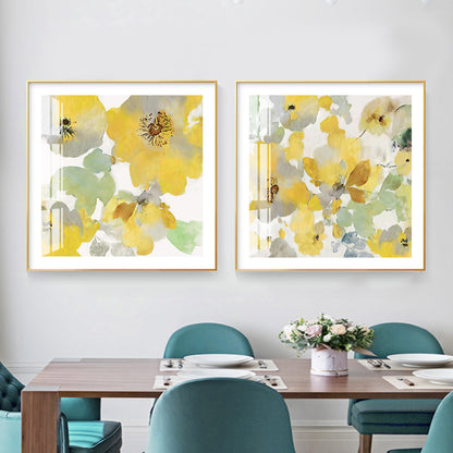 60cmx60cm Yellow Flowers American Style 2 Sets Gold Frame Canvas Wall Art-Home &amp; Garden &gt; Wall Art-PEROZ Accessories