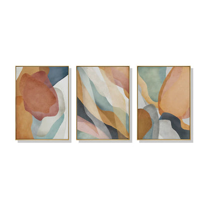 60cmx90cm Abstract Orange 3 Sets Gold Frame Canvas Wall Art-Home &amp; Garden &gt; Wall Art-PEROZ Accessories