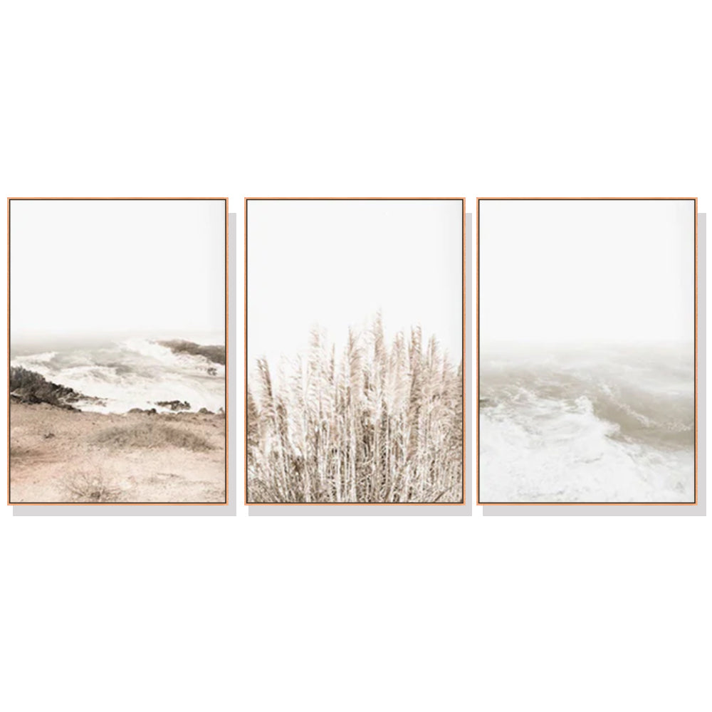 60cmx90cm Coastal Beach 3 Sets Wood Frame Canvas Wall Art-Home &amp; Garden &gt; Wall Art-PEROZ Accessories