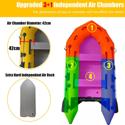 3m Inflatable Dinghy Boat Tender Pontoon Rescue- Yellow-Outdoor &gt; Boating-PEROZ Accessories