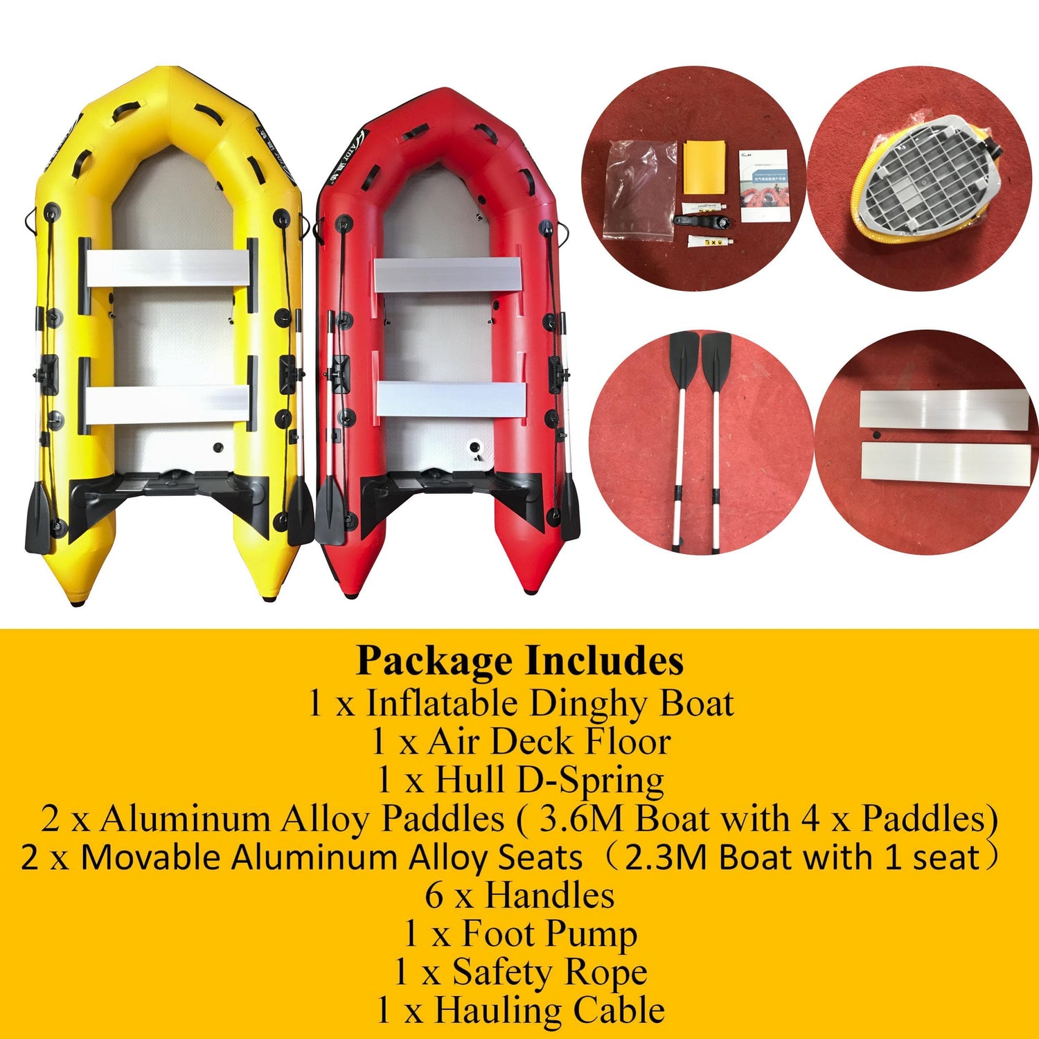 3m Inflatable Dinghy Boat Tender Pontoon Rescue- Yellow-Outdoor &gt; Boating-PEROZ Accessories