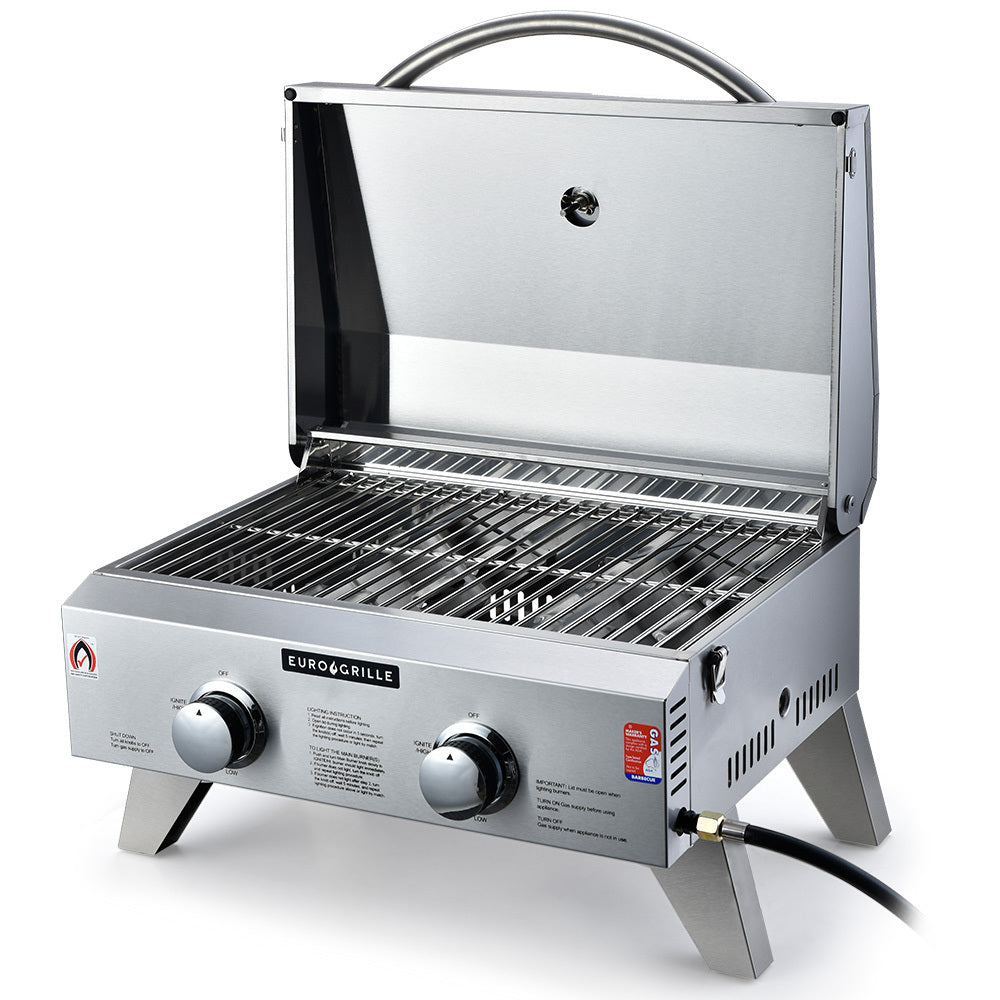 EUROGRILLE 2-Burner Stainless Steel Portable Gas BBQ Grill-Home &amp; Garden &gt; BBQ-PEROZ Accessories