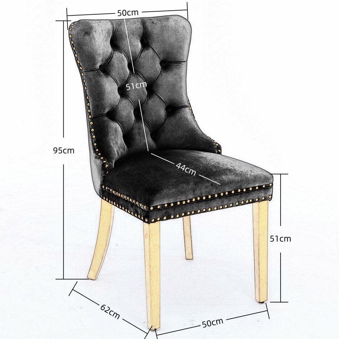 4x Velvet Dining Chairs with Golden Metal Legs-Black-Furniture &gt; Bar Stools &amp; Chairs-PEROZ Accessories