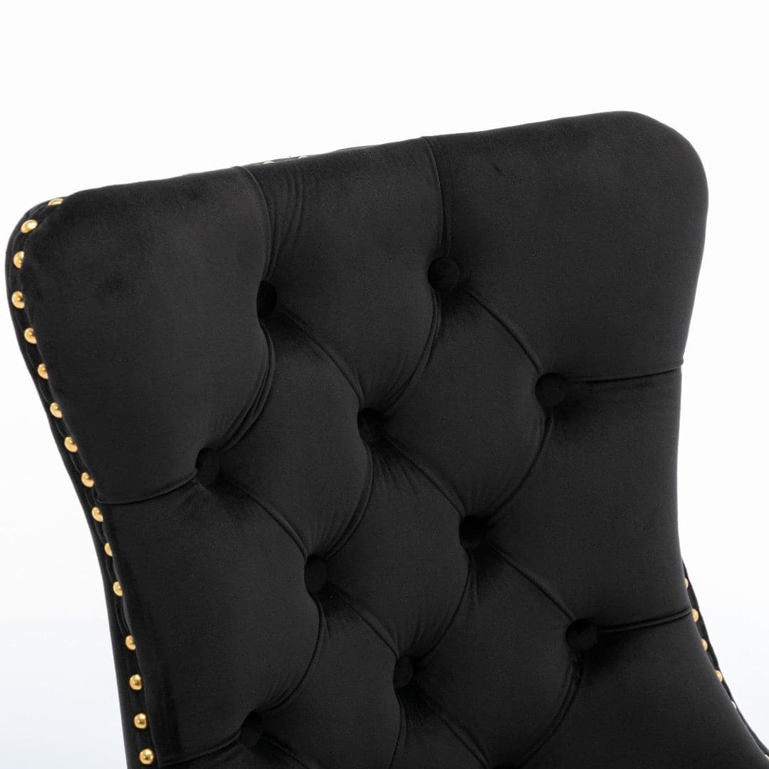 4x Velvet Dining Chairs with Golden Metal Legs-Black-Furniture &gt; Bar Stools &amp; Chairs-PEROZ Accessories