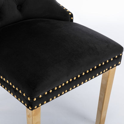 4x Velvet Dining Chairs with Golden Metal Legs-Black-Furniture &gt; Bar Stools &amp; Chairs-PEROZ Accessories