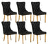 6x Velvet Dining Chairs with Golden Metal Legs-Black-Furniture > Bar Stools & Chairs-PEROZ Accessories