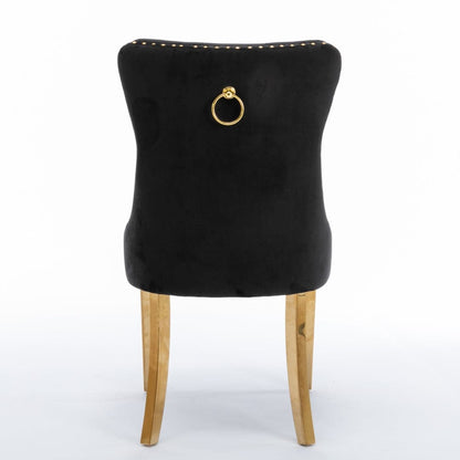 6x Velvet Dining Chairs with Golden Metal Legs-Black-Furniture &gt; Bar Stools &amp; Chairs-PEROZ Accessories