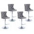 4x Height Adjustable Swivel Bar Stool Velvet Stud Barstool with Footrest and Chromed Base- Gray-Furniture > Bar Stools & Chairs-PEROZ Accessories