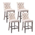 4X Velvet Bar Stools with Studs Trim Wooden Legs Tufted Dining Chairs Kitchen-Furniture > Bar Stools & Chairs-PEROZ Accessories