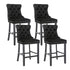 4X Velvet Bar Stools with Studs Trim Wooden Legs Tufted Dining Chairs Kitchen-Furniture > Bar Stools & Chairs-PEROZ Accessories