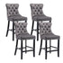 4X Velvet Bar Stools with Studs Trim Wooden Legs Tufted Dining Chairs Kitchen-Furniture > Bar Stools & Chairs-PEROZ Accessories