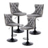 4x Height Adjustable Swivel Bar Stool Velvet Nailhead Barstool with Footrest-Furniture > Bar Stools & Chairs-PEROZ Accessories