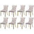 8x Velvet Dining Chairs Upholstered Tufted Kithcen Chair with Solid Wood Legs Stud Trim and Ring-Beige-Furniture > Bar Stools & Chairs-PEROZ Accessories