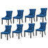 8x Velvet Dining Chairs Upholstered Tufted Kithcen Chair with Solid Wood Legs Stud Trim and Ring-Blue-Furniture > Bar Stools & Chairs-PEROZ Accessories