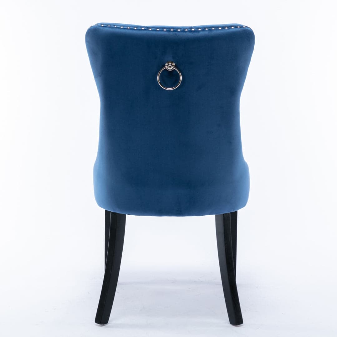 8x Velvet Dining Chairs Upholstered Tufted Kithcen Chair with Solid Wood Legs Stud Trim and Ring-Blue-Furniture &gt; Bar Stools &amp; Chairs-PEROZ Accessories