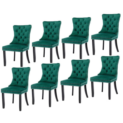 8x Velvet Dining Chairs- Green-Furniture &gt; Bar Stools &amp; Chairs-PEROZ Accessories