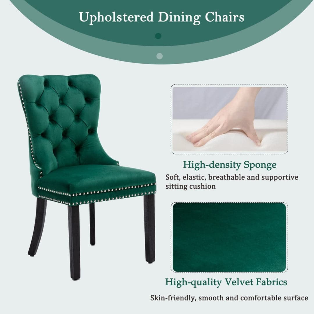 8x Velvet Dining Chairs- Green-Furniture &gt; Bar Stools &amp; Chairs-PEROZ Accessories