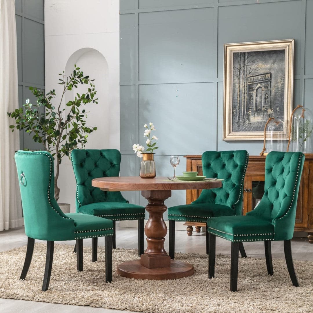 8x Velvet Dining Chairs- Green-Furniture &gt; Bar Stools &amp; Chairs-PEROZ Accessories