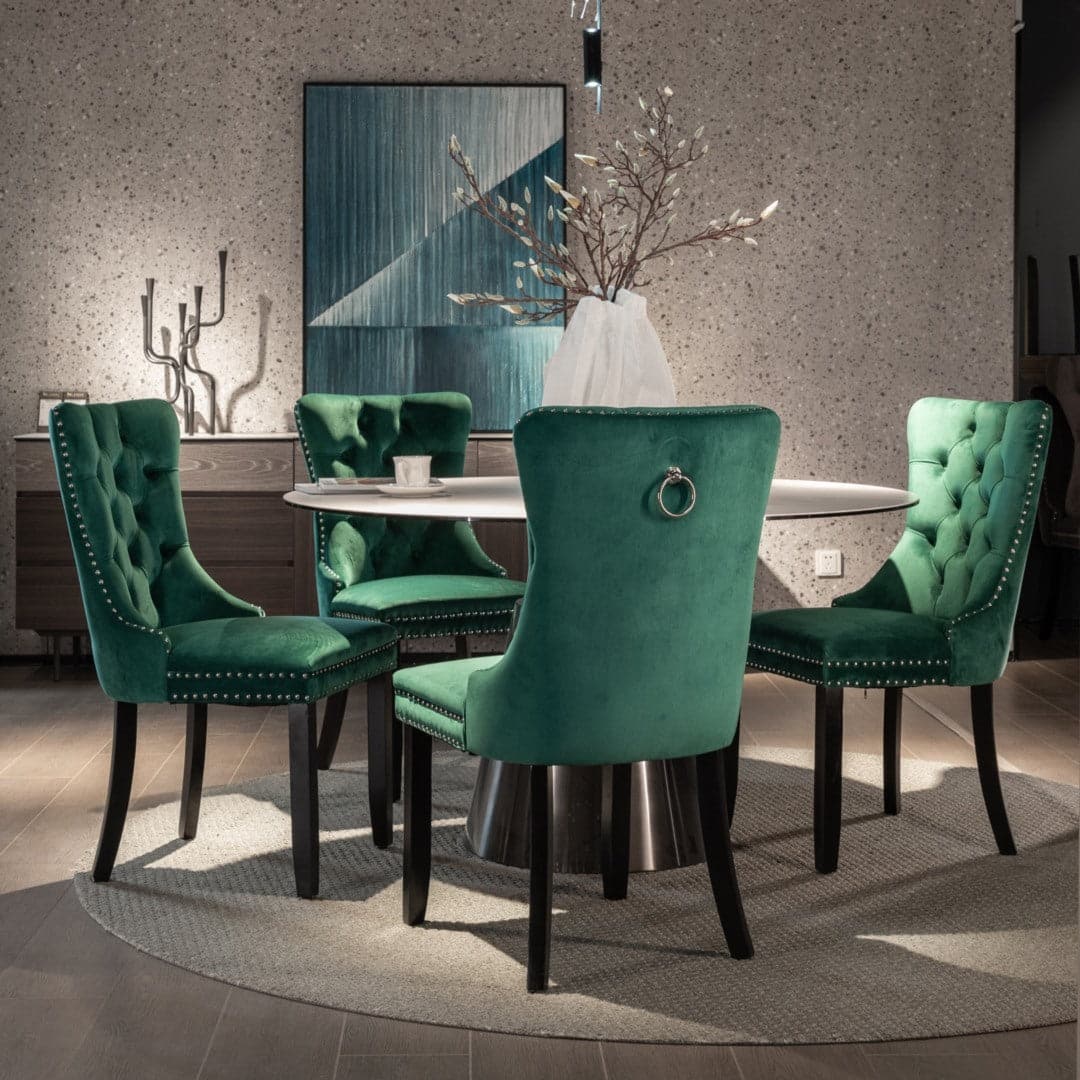 8x Velvet Dining Chairs- Green-Furniture &gt; Bar Stools &amp; Chairs-PEROZ Accessories