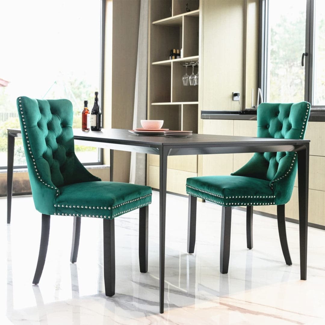 8x Velvet Dining Chairs- Green-Furniture &gt; Bar Stools &amp; Chairs-PEROZ Accessories