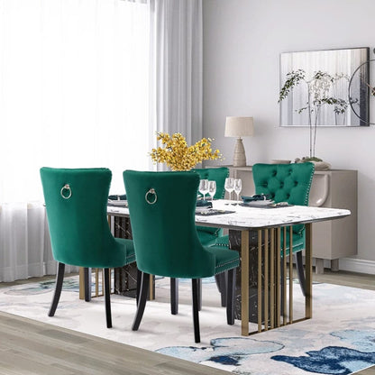 8x Velvet Dining Chairs- Green-Furniture &gt; Bar Stools &amp; Chairs-PEROZ Accessories