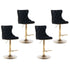 4x Height Adjustable Swivel Bar Stool Velvet Studs Barstool with Footrest and Golden Base- Black-Furniture > Bar Stools & Chairs-PEROZ Accessories