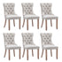 6x AADEN Modern Elegant Button-Tufted Upholstered Linen Fabric with Studs Trim and Wooden legs Dining Side Chair-Beige-Furniture > Bar Stools & Chairs-PEROZ Accessories