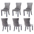 6x Velvet Upholstered Dining Chairs Tufted Wingback Side Chair with Studs Trim Solid Wood Legs for Kitchen-Furniture > Bar Stools & Chairs-PEROZ Accessories