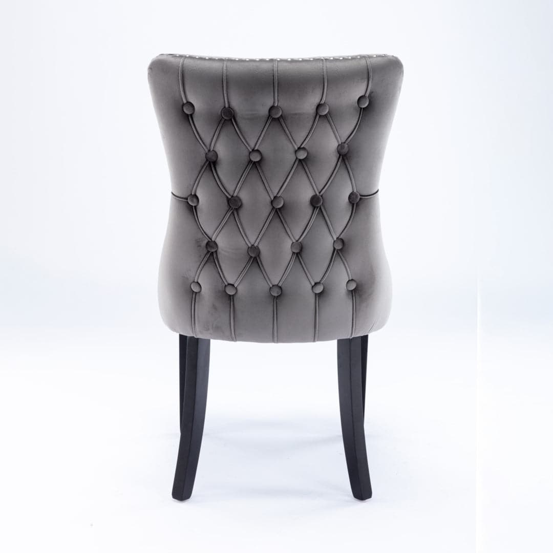 6x Velvet Upholstered Dining Chairs Tufted Wingback Side Chair with Studs Trim Solid Wood Legs for Kitchen-Furniture &gt; Bar Stools &amp; Chairs-PEROZ Accessories