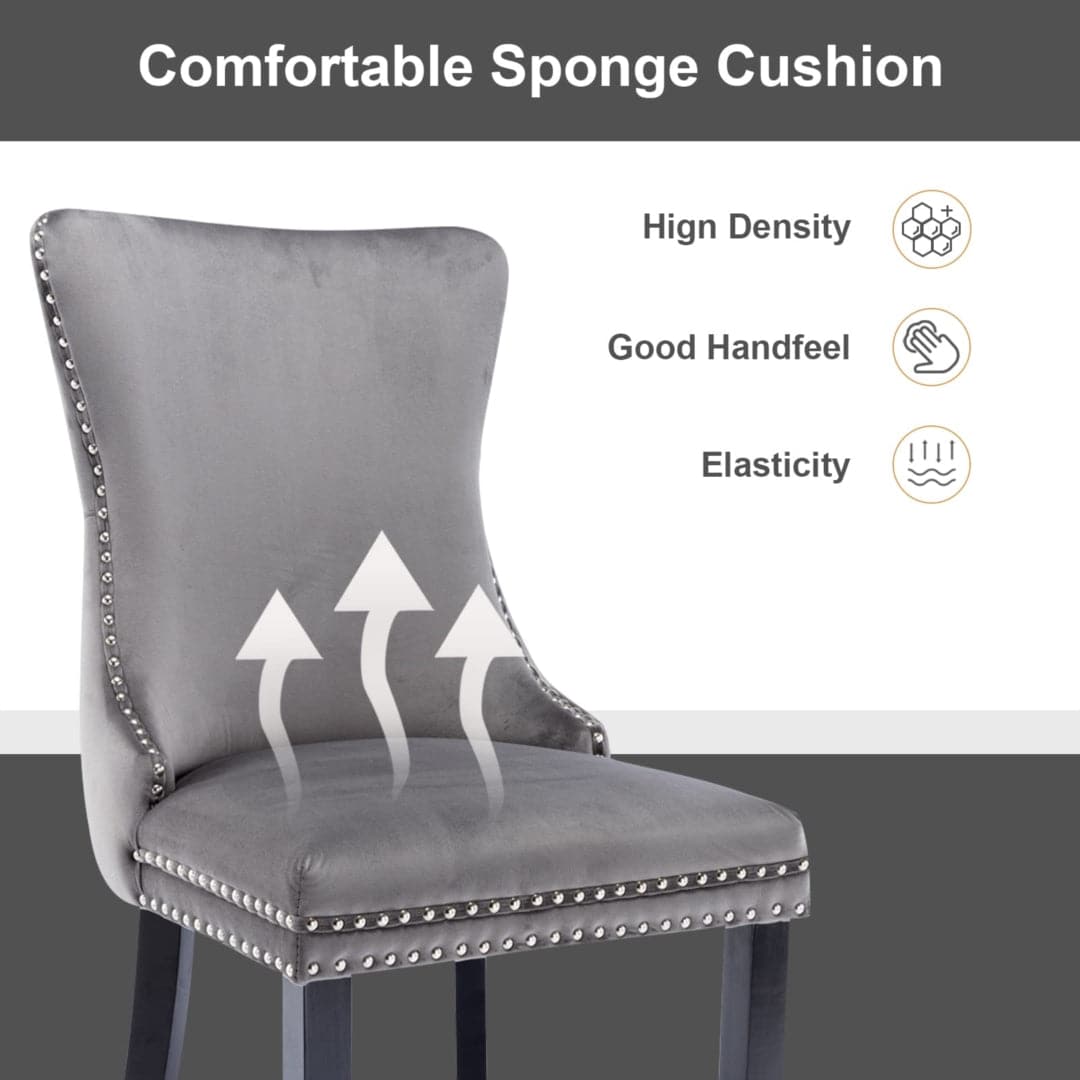 8x Velvet Upholstered Dining Chairs Tufted Wingback Side Chair with Studs Trim Solid Wood Legs for Kitchen-Furniture &gt; Bar Stools &amp; Chairs-PEROZ Accessories