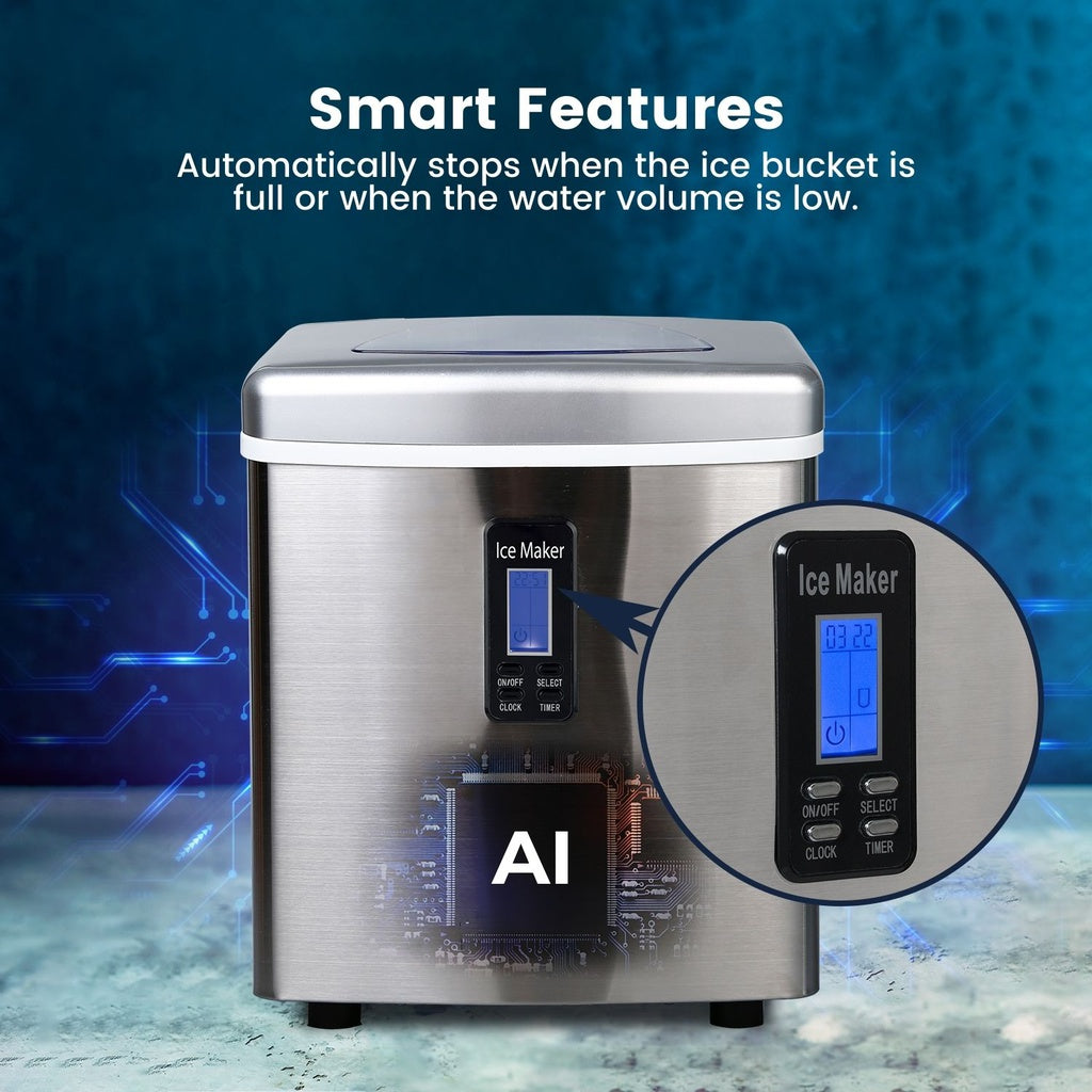 Miraklass Ice Maker Machine Stainless Steel 3.2L-Appliances &gt; Kitchen Appliances-PEROZ Accessories