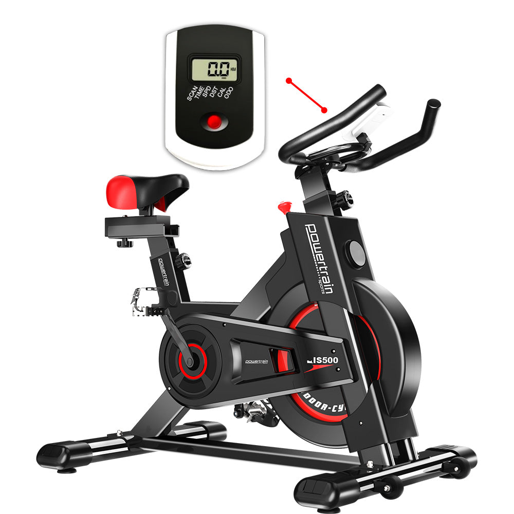 Powertrain IS-500 Heavy-Duty Exercise Spin Bike Electroplated - Black-Sports &amp; Fitness &gt; Bikes &amp; Accessories-PEROZ Accessories