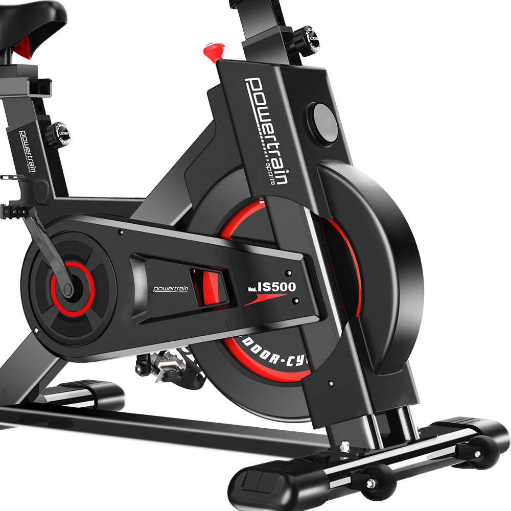 Powertrain IS-500 Heavy-Duty Exercise Spin Bike Electroplated - Black-Sports &amp; Fitness &gt; Bikes &amp; Accessories-PEROZ Accessories