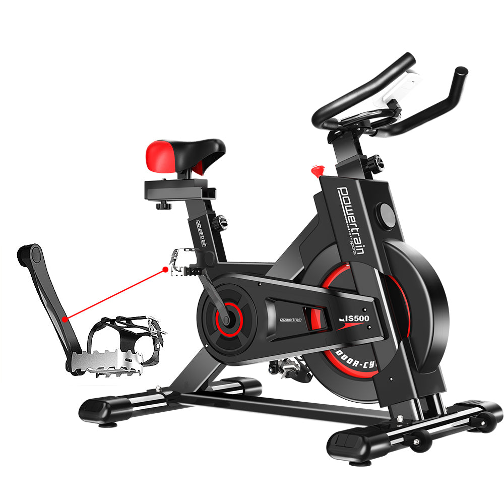 Powertrain IS-500 Heavy-Duty Exercise Spin Bike Electroplated - Black-Sports &amp; Fitness &gt; Bikes &amp; Accessories-PEROZ Accessories