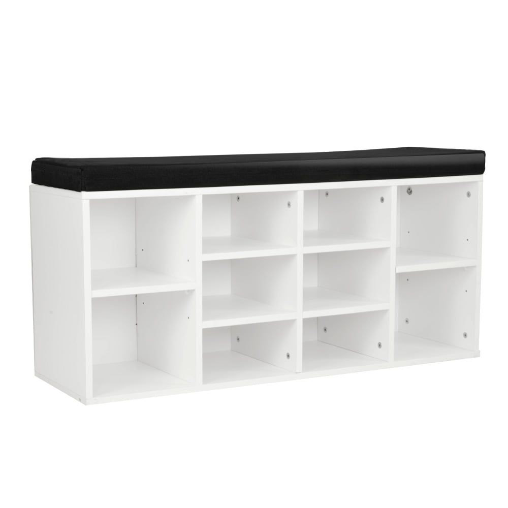 Sarantino New 10 Pairs Shoe Cabinet Rack Storage Organiser Shelf Stool Bench Wood - White-Furniture &gt; Living Room-PEROZ Accessories