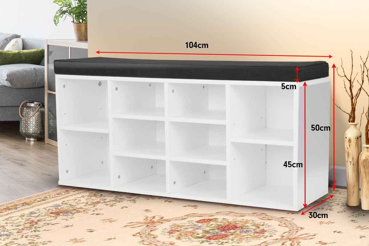 Sarantino New 10 Pairs Shoe Cabinet Rack Storage Organiser Shelf Stool Bench Wood - White-Furniture &gt; Living Room-PEROZ Accessories