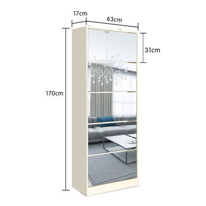 Sarantino Shoe Cabinet Rack Storage Cupboard Organiser Shelf 5 Drawers 170 X 63 X 17cm-Furniture &gt; Living Room-PEROZ Accessories