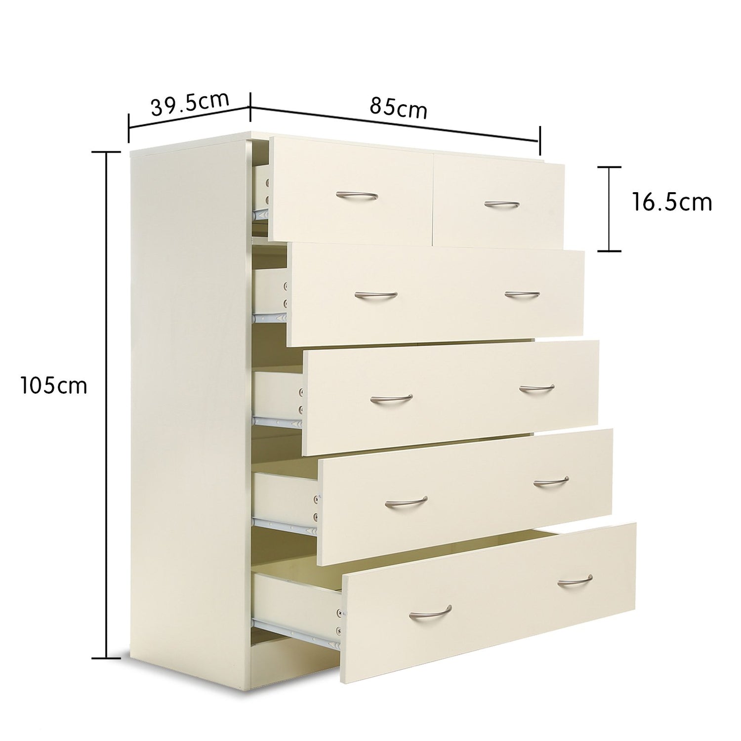 Sarantino Tallboy Dresser 6 Chest Of Drawers Cabinet 85 X 39.5 X 105 - White-Furniture &gt; Living Room-PEROZ Accessories