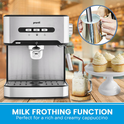 Pronti 1.6L Automatic Coffee Espresso Machine with Steam Frother-Appliances &gt; Kitchen Appliances-PEROZ Accessories