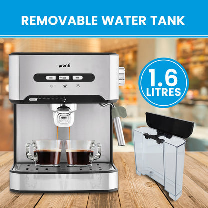 Pronti 1.6L Automatic Coffee Espresso Machine with Steam Frother-Appliances &gt; Kitchen Appliances-PEROZ Accessories