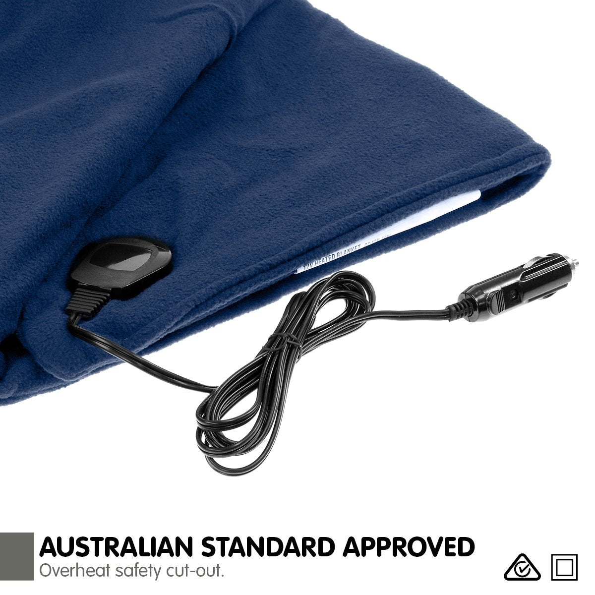 Laura Hill Heated Electric Car Blanket 150x110cm 12v - Navy Blue-Electric Throw Blanket-PEROZ Accessories