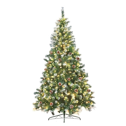 Christabelle 2.4m Pre Lit LED Christmas Tree Decor with Pine Cones Xmas Decorations-Occasions &gt; Christmas-PEROZ Accessories