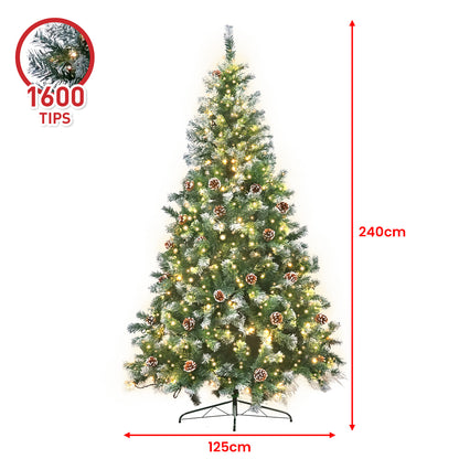 Christabelle 2.4m Pre Lit LED Christmas Tree Decor with Pine Cones Xmas Decorations-Occasions &gt; Christmas-PEROZ Accessories