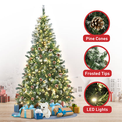 Christabelle 2.4m Pre Lit LED Christmas Tree Decor with Pine Cones Xmas Decorations-Occasions &gt; Christmas-PEROZ Accessories