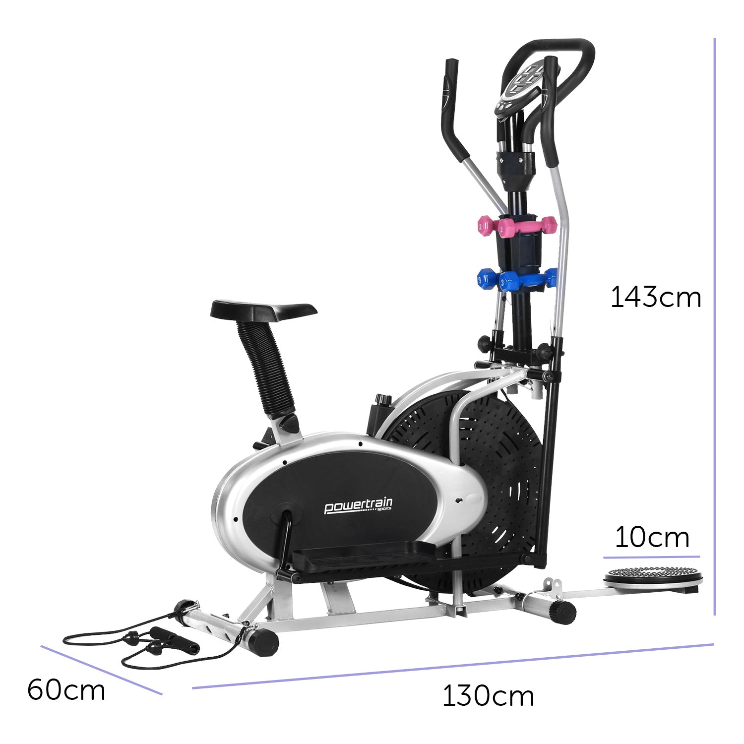 Powertrain 6-in-1 Elliptical Cross Trainer Bike with Weights and Twist Disc-Sports &amp; Fitness &gt; Bikes &amp; Accessories-PEROZ Accessories