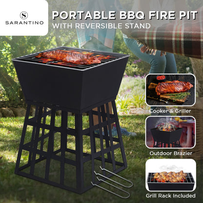 Wallaroo Outdoor Fire Pit for BBQ, Grilling, Cooking, Camping- Portable Brazier with Reversible Stand for Backyard-Home &amp; Garden &gt; BBQ-PEROZ Accessories