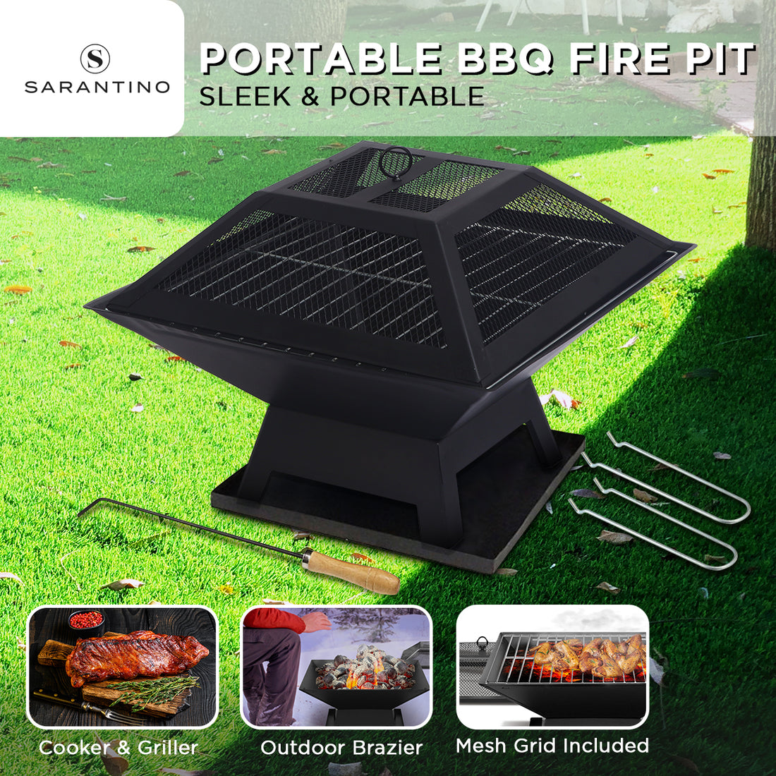 Wallaroo Portable Outdoor Fire Pit for BBQ, Grilling, Cooking, Camping-Home &amp; Garden &gt; BBQ-PEROZ Accessories