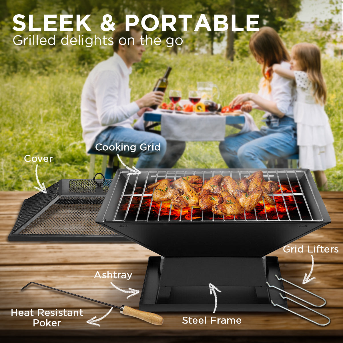 Wallaroo Portable Outdoor Fire Pit for BBQ, Grilling, Cooking, Camping-Home &amp; Garden &gt; BBQ-PEROZ Accessories