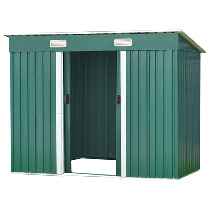 Wallaroo Garden Shed Flat 4ft x 6ft Outdoor Storage Shelter - Green-Home &amp; Garden &gt; Storage-PEROZ Accessories