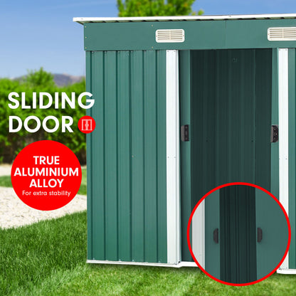 Wallaroo Garden Shed Flat 4ft x 6ft Outdoor Storage Shelter - Green-Home &amp; Garden &gt; Storage-PEROZ Accessories